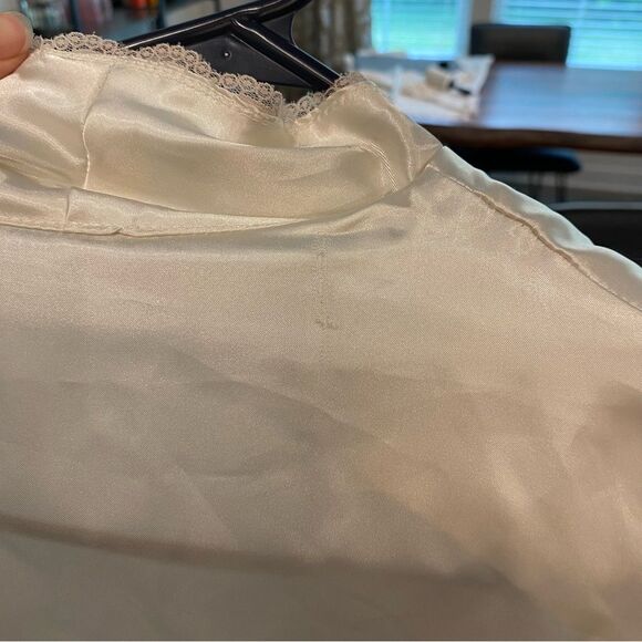 Vintage Full Length Satin Nightgown Lace Detail Silky Slip Dress Robe medium - Picture 10 of 16